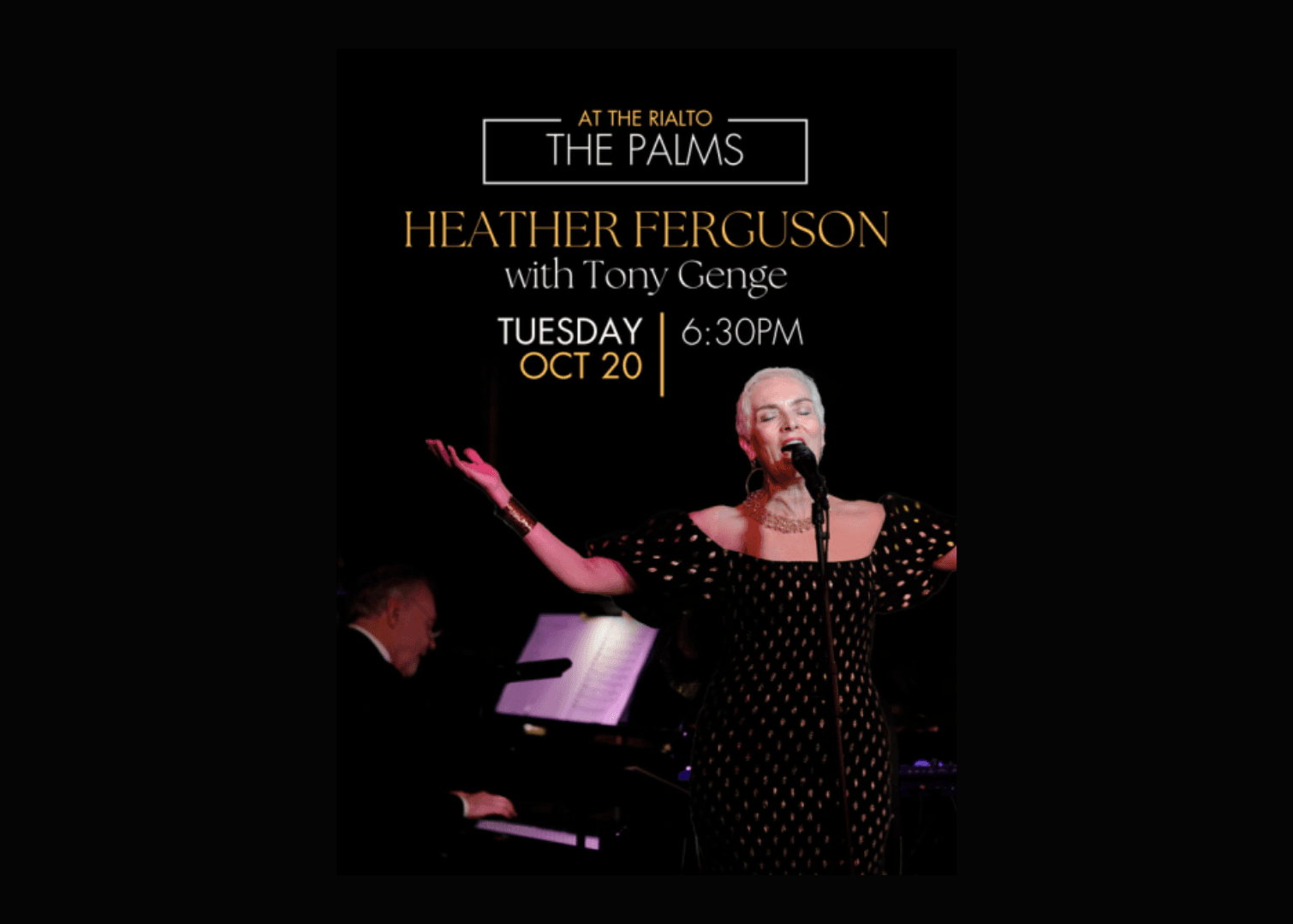 Poster for Heather Ferguson & Tony Genge at The Palms Restaurant