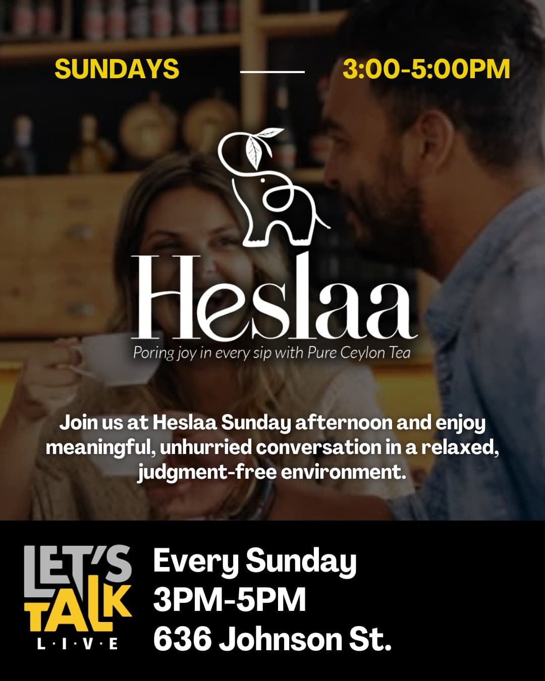 Let’s Talk Live: Sunday Afternoon Conversation and Connection at Victoria