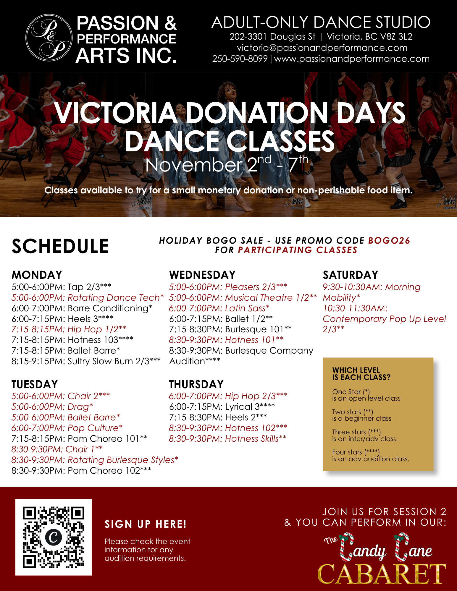Passion And Performance Victoria Donation Days – Adult Dance Classes by Donation (19+) at Victoria