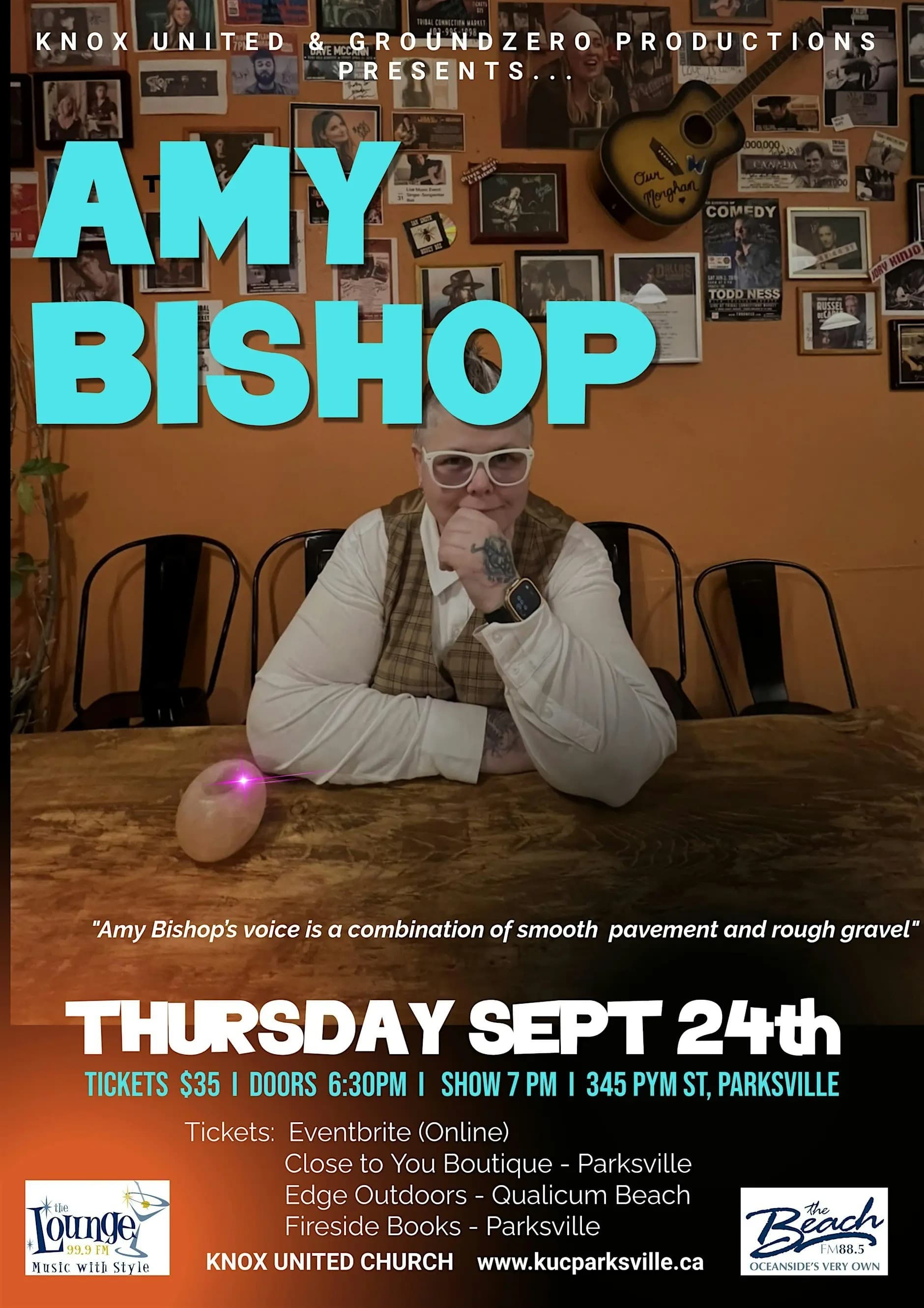 Knox and Ground Zero presents Amy Bishop at Knox United Church