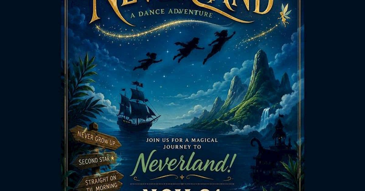 Poster for Coastal Arts Academy's Neverland