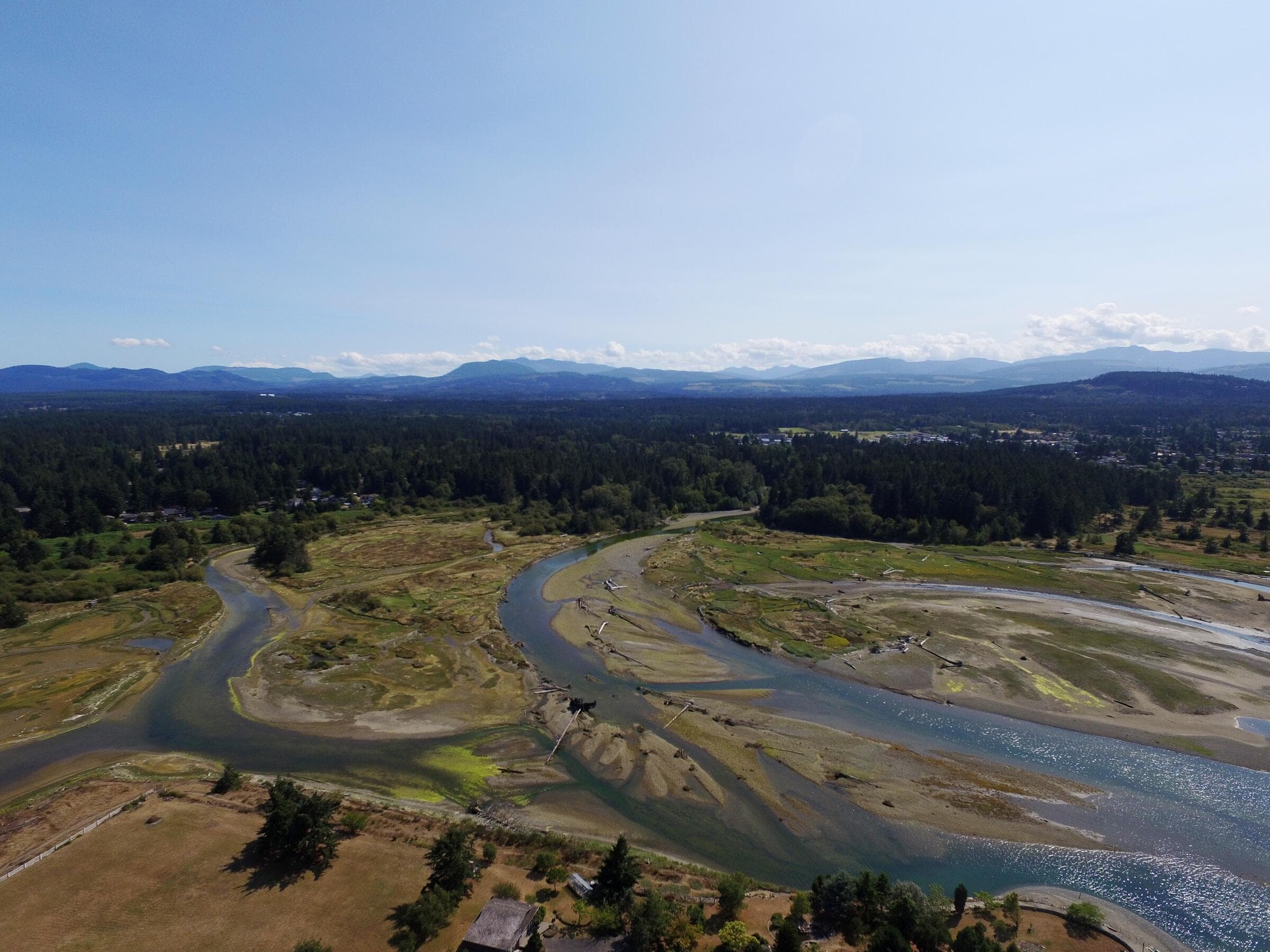 The Englishman River estuary in Parksville from the air
